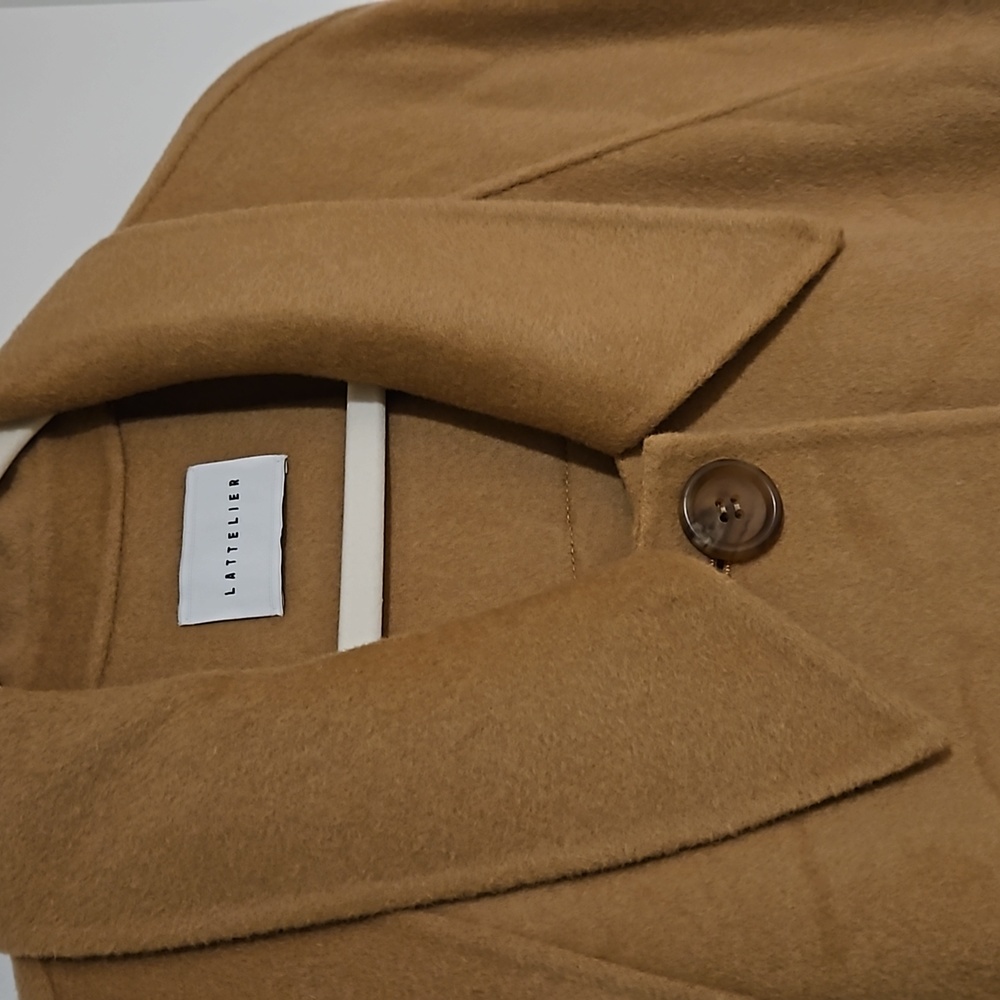 Buttoned 100% Wool Long Coat (Camel) - Lattelier - Picture 12 of 13